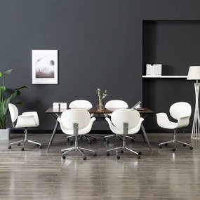 vidaXL Cadeiras de jantar giratórias 6 pcs couro artificial branco