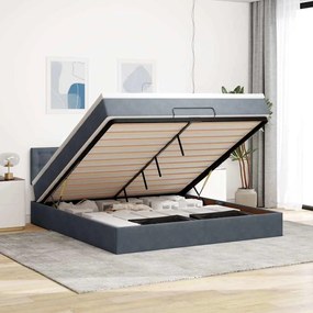 vidaXL Estrutura de cama otomana com colchão 160x200cm cinzento escuro