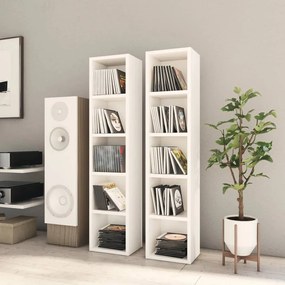 802696 vidaXL Armários para CD 2 pcs 21x16x93,5 cm contraplacado branco