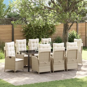Conjunto de Jantar de Jardim com Almofadas - Poliratan Bege