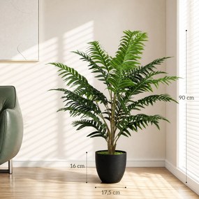Planta artificial de interior de 90 cm, feto em vaso com ramos flexíveis, para interior e exterior