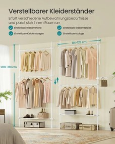 Guarda Roupa aberto até ao teto 33,5 x (84-123) x (208-310) cm com prateleira em Branco