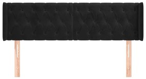 Cabeceira de cama c/ abas veludo 163x16x78/88 cm preto