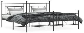 Estrutura de cama com cabeceira e pés 200x200 cm metal preto