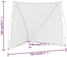 Rede basebol portátil 183x182x183cm aço/poliéster laranja/preto