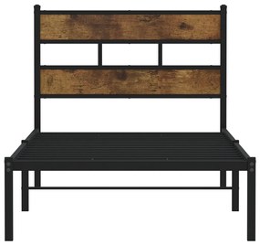 Estrutura de cama sem colchão 100x190 cm metal carvalho fumado