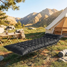 Esteira de Campismo Dobrável Portátil com Correias Antideslizante para Cama de Campismo Tenda Viagens Preto