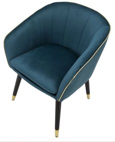 POLTRONA PARIS AZUL PETRÓLEO E DOURADA 62X58X78 CM