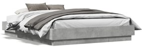 3209810 vidaXL Estrutura de cama com luzes LED 140x190 cm cinzento cimento