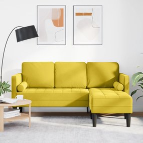 vidaXL Sofá em L Amarelo 173x131x67 cm Veludo