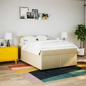 Cama com molas/colchão 160x200 cm tecido cor creme