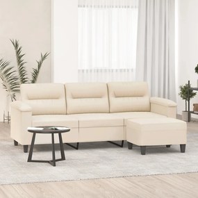vidaXL Sofá de 3 lugares c/ apoio de pés 180 cm tecido microfibra bege
