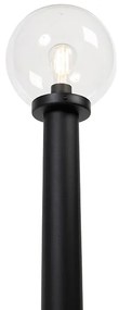 Candeeiro de pé exterior preto com globo transparente 100 cm IP44 - Sfera