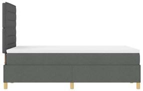 Cama Box Spring com Colchão &amp; LED Cinza Escuro 120x200 cm Tecido
