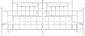 Estrutura de cama com cabeceira e pés 200x200 cm metal branco