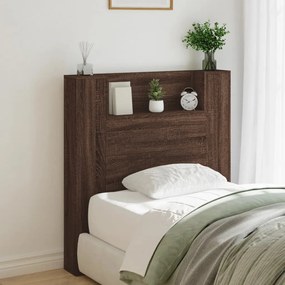 vidaXL Armário cabeceira luzes LED 100x16,5x103,5 cm carvalho castanho