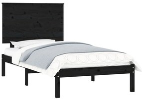 Estrutura cama pequena solteiro 75x190 cm madeira maciça preto