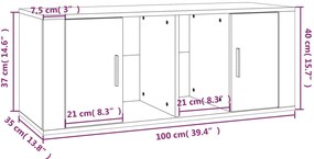 Móvel para TV 100x35x40 cm madeira processada branco brilhante