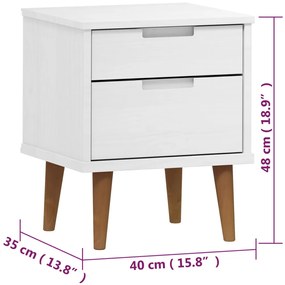 Mesa de cabeceira MOLDE 40x35x48 cm pinho maciço branco