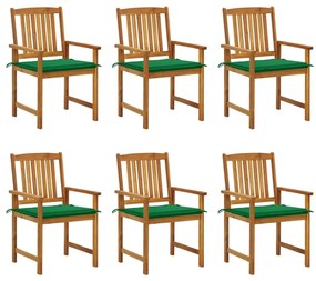 vidaXL Cadeiras de jardim com almofadões 6 pcs acácia maciça
