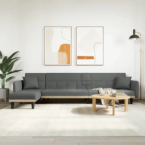vidaXL Sofá-cama em forma de L 275x140x70 cm tecido cinzento-escuro
