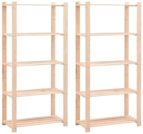 2 unidades arrumação 5 prateleiras 80x38x170cm pinho 250 kg