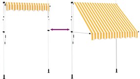 Toldo retrátil manual 200 cm riscas laranjas e brancas