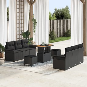 Conjunto de Sofás de Jardim vidaXL de 9 Peças com Almofadas Rattan Pol