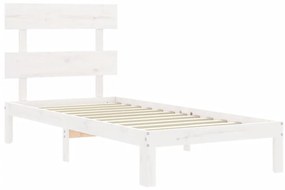 Cama sem colchão 100x200 cm madeira de pinho maciça branco