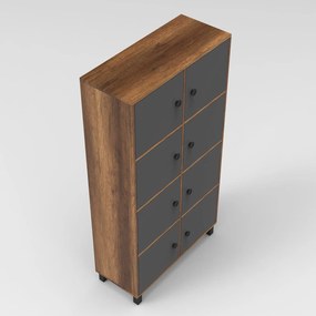 Armário Multiuso MN06 – Nogueira e Antracite – 96x179,4x40 cm