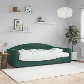 vidaXL Sofá-cama com colchão 90x200 cm veludo verde-escuro