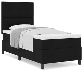 Cama Box Spring com Colchão Preta 80x200 cm Tecido