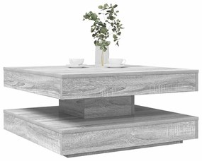 Mesa de centro rotativa a 360 graus 70x70x34,5 cm sonoma cinza