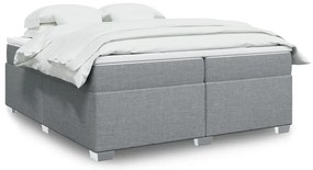 Cama com molas/colchão 200x200 cm tecido cinza-claro