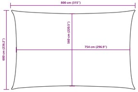 Para-sol estilo vela tecido oxford retangular 6x8 m laranja