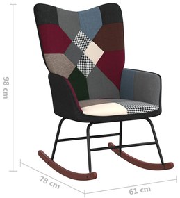 Cadeira de baloiço com banco tecido de retalhos