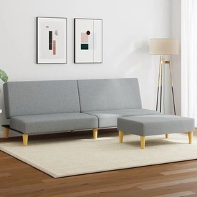 vidaXL Sofá-cama de 2 lugares c/ apoio de pés tecido cinzento-claro