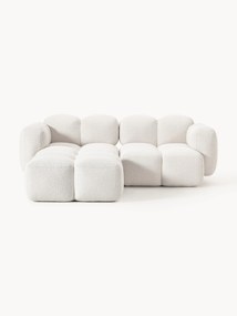 Sofá modular em bouclé Tayla (2 lugares) com pufe (esquerdo/direito)