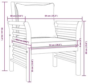 5 pcs conjunto lounge de jardim c/ almofadões acácia maciça