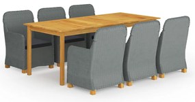 9 pcs conjunto de jantar para jardim cinzento-claro
