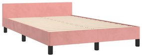 Estrutura de cama c/ cabeceira 120x200 cm veludo rosa