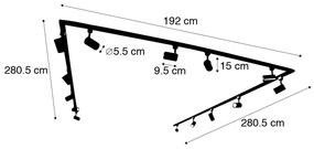 Moderno sistema trilho monofásico com 14 focos pretos - Jeana Moderno