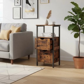 Armário de arrumação com 2 gavetas 30 x 30 x 80 cm castanho-preto