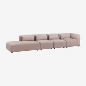 Sofá Modular De Canto Fogler De 4 Peças Com Espreguiçadeira Esquerda Bombazina Rosé - Sklum