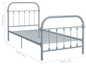 Estrutura de cama 90x200 cm metal cinzento