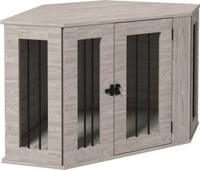 PawHut Caixa para cães, Gaiola para cães, design de canto, incl. fecho, 1 almofada, 104 x 55 x 63 cm, Castanho | Aosom Portugal