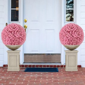 2 bolas artificiais de eucalipto sintético decorativo 44 cm com 7 camadas de folhas Bola de jardim cor-de-rosa