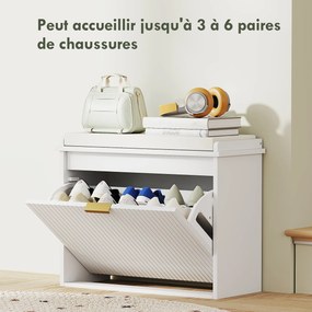 Banco spateira 62 x 26 x 47,5 cm com almofada de assento estofada e gaveta rebatível para o corredor ou quarto, branco