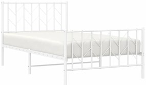 Estrutura de cama com cabeceira e pés 100x190 cm metal branco