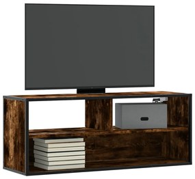 vidaXL Móvel p/ TV 100x31x39,5 cm deriv. madeira/metal carvalho fumado